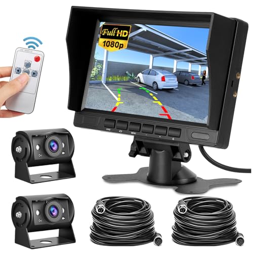 7'' Backup Camera Monitor Kit Dual RV Reverse Camera System (3 Count)