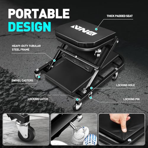 40 Inches Folding 2 in 1 Rolling Z Creeper