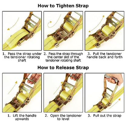 4 Pack 2 Inch Ratchet Straps Heavy Duty 16ft Tie Down Straps Ratchet with Double J Hook (4 Count)