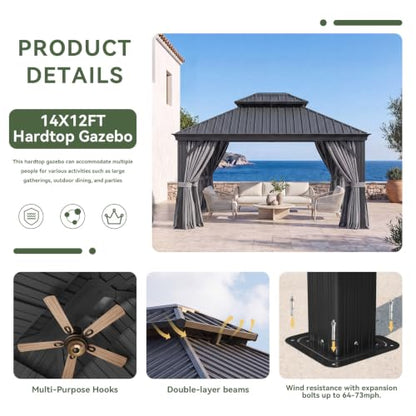 12' X 14' Hardtop Gazebo with Drainage