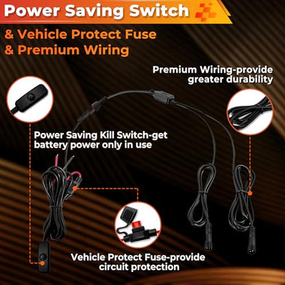 12 Pods Pure White LED Rock Lights Kit with Switch Wiring Harness (12 Count)