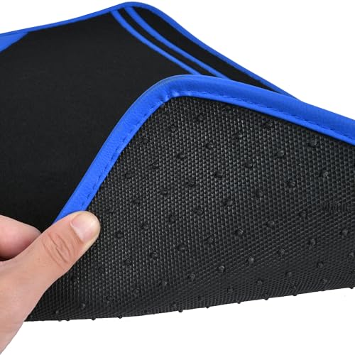 Faux Leather Car Mats Blue Edge Waterproof Car Floor Mats Car Carpet Mats 4 Pieces with Double Stitch Line Anti