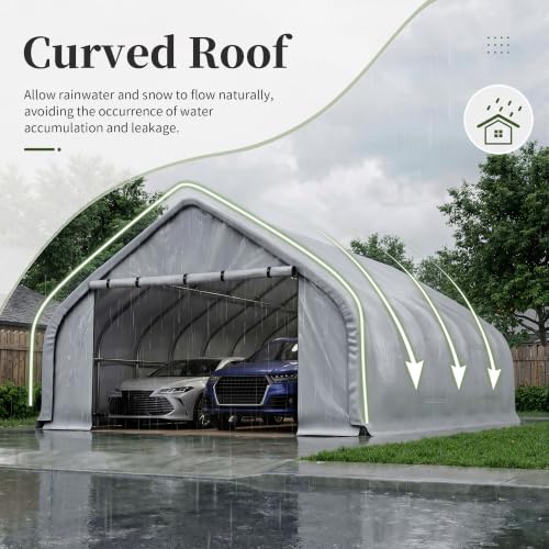 20x30 FT Curved Heavy Duty Carport Tent with Galvanized Steel