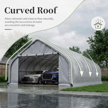 20x30 FT Curved Heavy Duty Carport Tent with Galvanized Steel