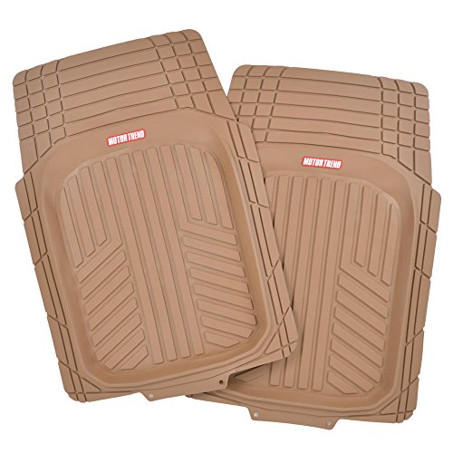 Beige Heavy Duty Front & Rear Rubber Floor Mats Universal Liners for Car SUV Van & Truck