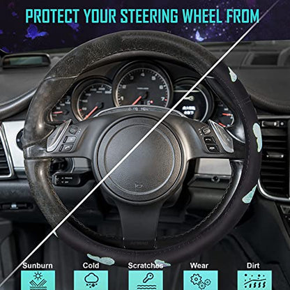 Mint Embroidery Butterfly Steering Wheel Cover