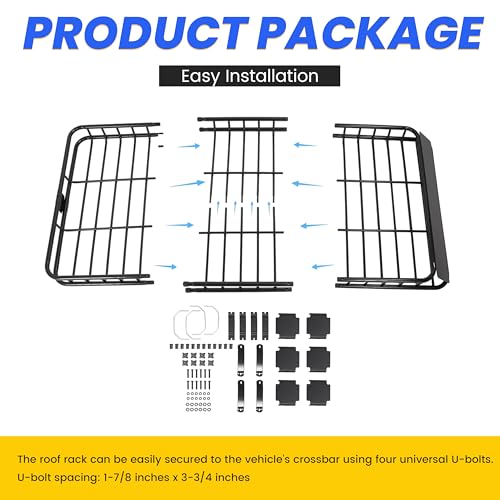 59" x 39" x 5.1" Universal Adjustable Roof Rack Cargo Carrier