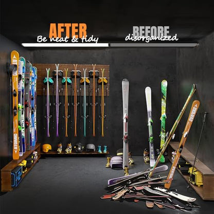 Ski & Snowboard Wall Rack for Garage Wall Fits Any Ski