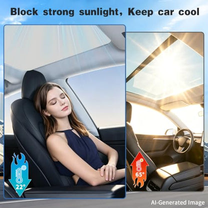 2 Pack Gray Roof Sunshade for Tesla Model 3 (2 Count)