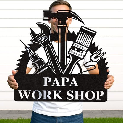 Custom Garage Workshop Metal Sign Personalized Tool Name Wall Art for Car Truck Mechanic Shop Decor Durable Steel Sign for Dad Husband Men’s Auto Workspace or Fence