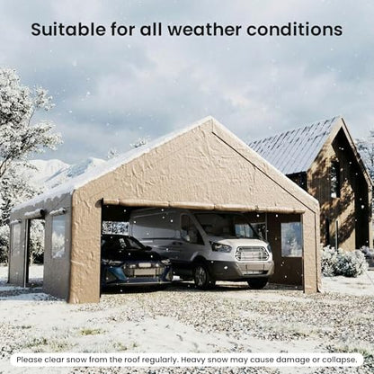 20×20 FT Storage Shelter Outdoor Gable Roof Carport with Removable Side Walls