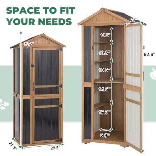 Large Outdoor Storage Cabinet with 4 Shelves