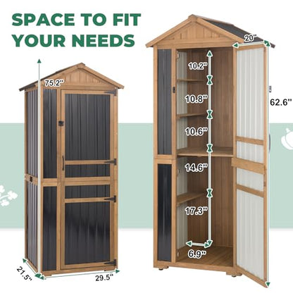 Large Outdoor Storage Cabinet with 4 Shelves