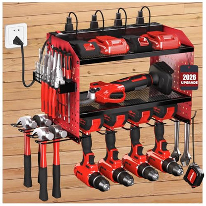 Power Tool Organizer with Charging Station