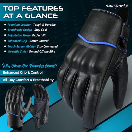 Motorcycle Gloves Men's Leather Motorbike Gloves Touchscreen Function
