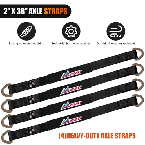 2" x 38" Axle Tie Down Straps with D (4 Count)