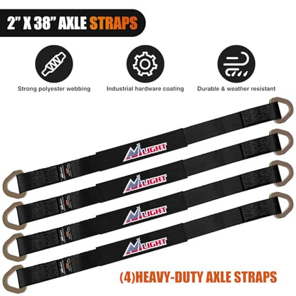 2" x 38" Axle Tie Down Straps with D (4 Count)