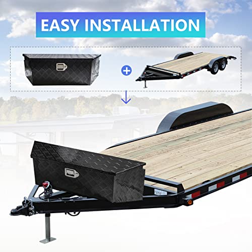 39" x 12" x 16.5" Trailer Tongue Tool Box Heavy Duty Aluminum Trailer Toolbox Organizer Truck Underbody Box with Latch and Keys Compatible with Pick Up Truck Bed RV Trailer ATV Black