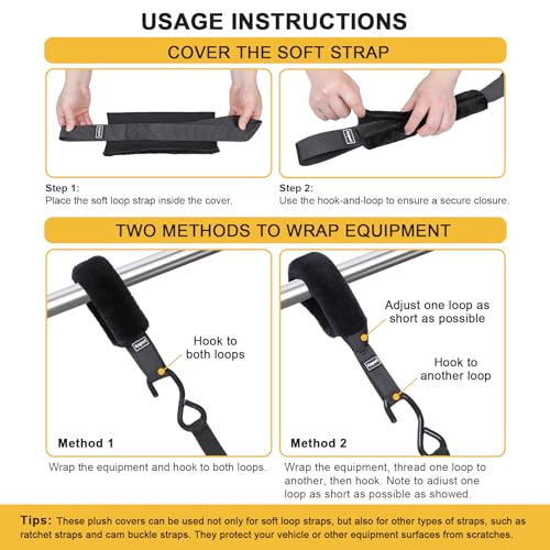Soft Loop Tie Down Straps for Protecting Motorcycle (8 Count)