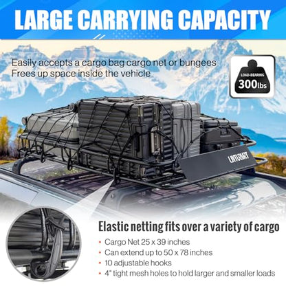 Roof Rack Cargo Basket 54"X36"with Cargo Bag and Net
