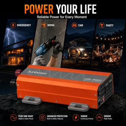 1080W Pure Sine Wave Power Inverter 12V to 110