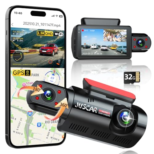 2.5K+1K Dual Dash Cam Front and Inside with GPS WiFi