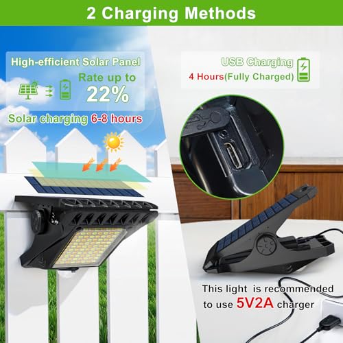 118Leds Solar Lights Outdoor Clip Motion Sensor Lights Security Light 3 Modes (2 Count)