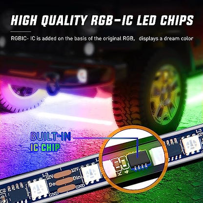 6PCS Dream Color LED Underglow Lights with APP & Remote Control