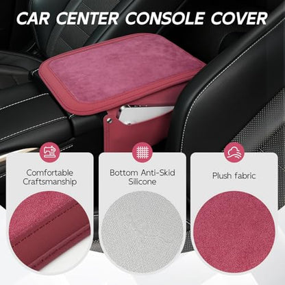 Car Leather Center Console Cover with 2 Storage Bags