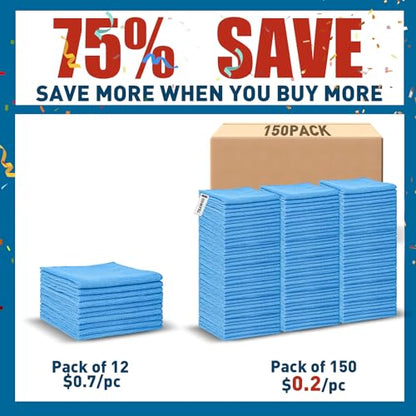 Blue Microfiber Towels Bulk (150 Count)