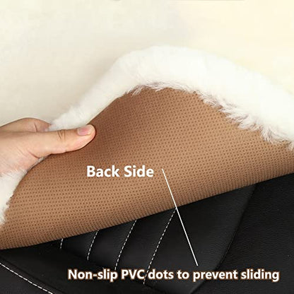 Genuine Sheepskin Car Seat Cushion Seat Covers for Cars Trucks SUV Comfort Seat Protector Pad for Car Driver Seat Car Accessories for Women Office Chair Decor