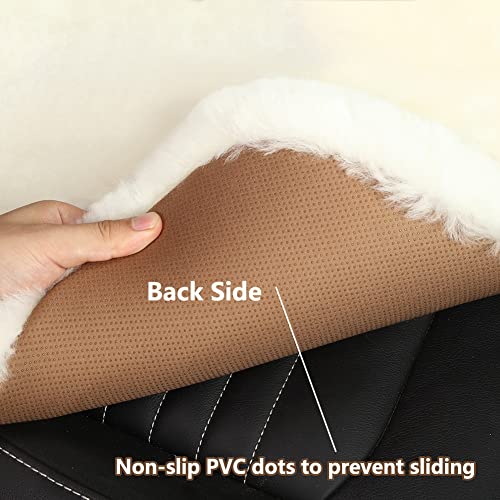 Genuine Sheepskin Car Seat Cushion Seat Covers for Cars Trucks SUV Comfort Seat Protector Pad for Car Driver Seat Car Accessories for Women Office Chair Car Decor