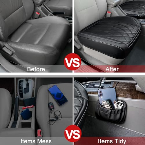 2 Pack Black Leather Front Bottom Car Seat Covers (2 Count)