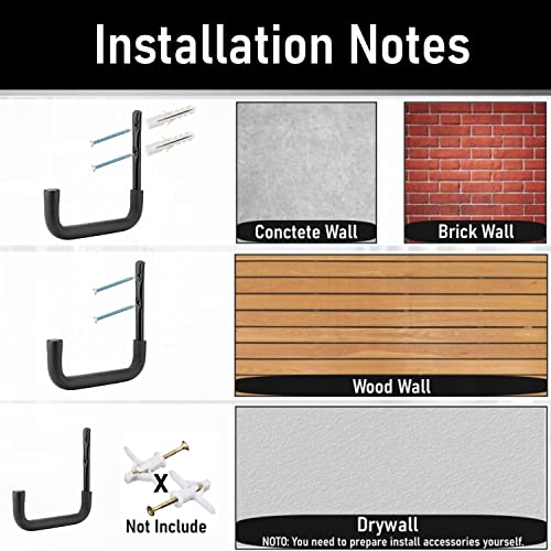 8 Pack Ladder Hooks 9.8Inch Garage Storage Utility Hook Heavy Duty Wall Mounted Storage Organizer Hanging Folding Chair Bike Ski Tool (8 Count)