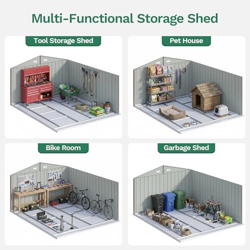10x12 FT Outdoor Storage Shed with Floor Frame