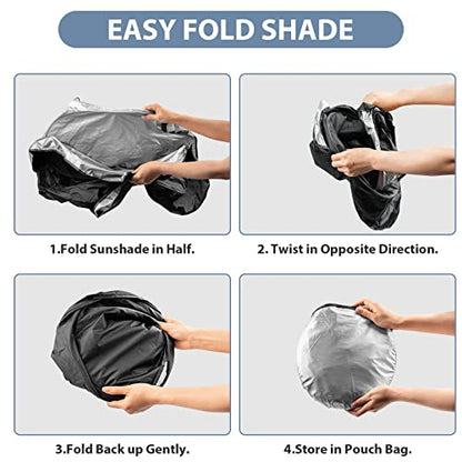 Windshield Sun Shade with Storage Pouch for SUVs