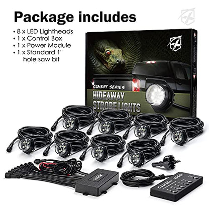 Amber Green LED Hideaway Strobe Lights Kit (8 Count)
