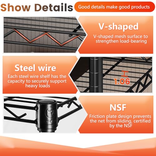 6 Tier Wire Shelf with Wheels