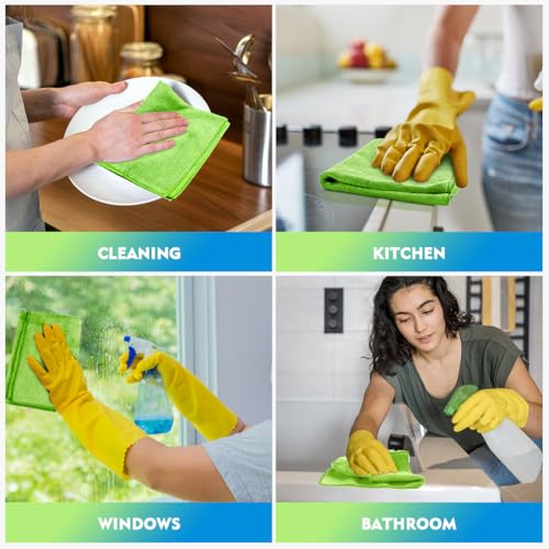 Green Microfiber Cleaning Cloth 20 Pack 11.5 x 11.5 Inch Microfiber Towels for Cars Ultra Absorbent Cleaning Rags Lint Free Cleaning Towels for Household Kitchen (20 Count)