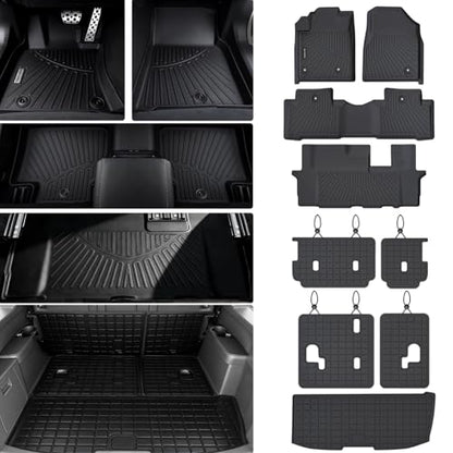 All Weather Floor Mats for Honda Pilot 2009 2010 2011 2012 2013 2014 2015 TPE Rubber Liners Pilot Odorless Anti