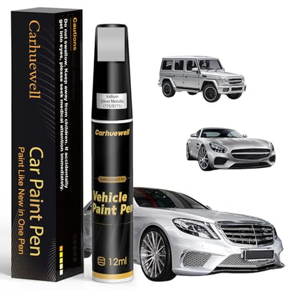 775/9775) Iridium Silver Metallic Touch Up Paint Compatible with Mercedes-Benz, Exact Match Car Paint Pen Automotive Scratch Repair Remover Kit Quick & Easy Solution for Vehile Chips and Nicks