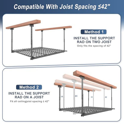 45-Inch x 45-Inch Overhead Garage Storage Rack 250LBS Weight Capacity