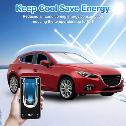 Windshield Sun Shade for Mazda 3 2014 2015 2016 2017 2018 Car Window Shades Thicken UV Block and Blackout Privacy Foldable Sunshades 6PCS Accessories Keep Cool Sun Visor Covers (6 Count)