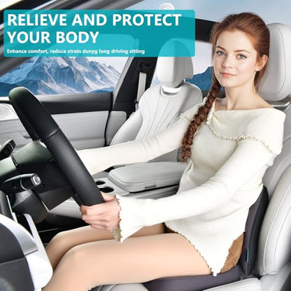 Car Seat Cushion and Back Support for Office Chair Memory Foam Chair Cushions Pressure Relief Seat Pads with Gel Massage Point Lumbar Support