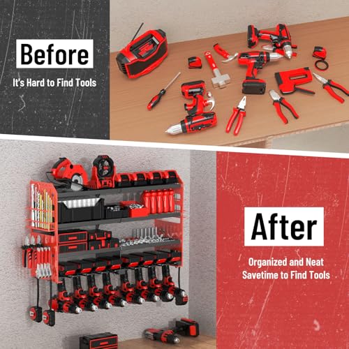 Large Power Tool Organizer Wall Mount with Charging Station