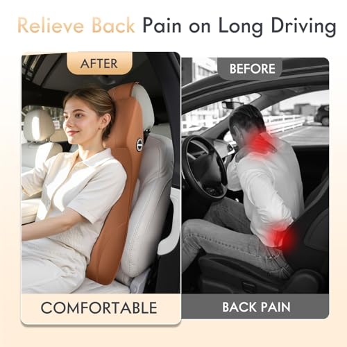 Car Seat Lumbar Support with Headrest Pillow Memory Foam Car Lumbar Pillow Back Support Cushion 2