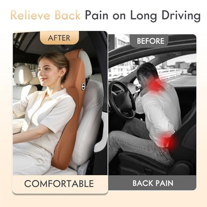 Car Seat Lumbar Support with Headrest Pillow Memory Foam Car Lumbar Pillow Back Support Cushion 2
