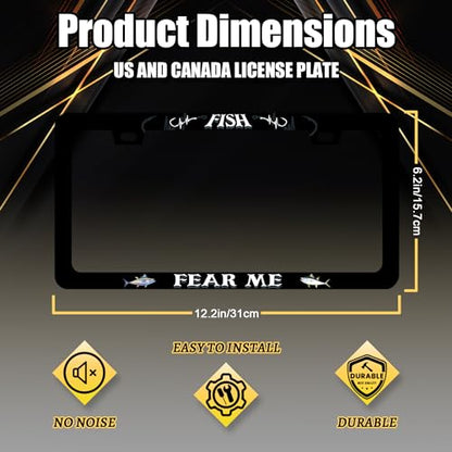 Stainless Steel Funny Fish Text License Plate Frame 12.3 x 6.3 Inch