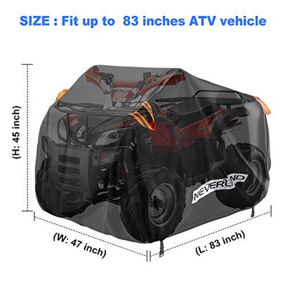 ATV Cover 300D Waterproof Heavy Duty 4 Wheel Quad Cover up to 82"