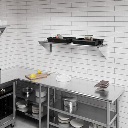14 in. x 48 in. NSF Stainless Steel Tubular Wall Shelf